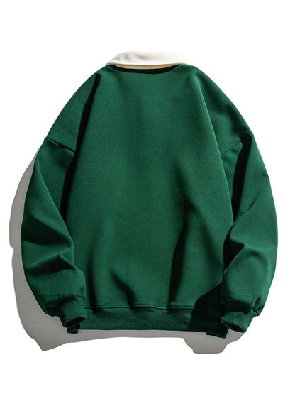 Relaxed Fit Colorblock Polo Sweatshirt