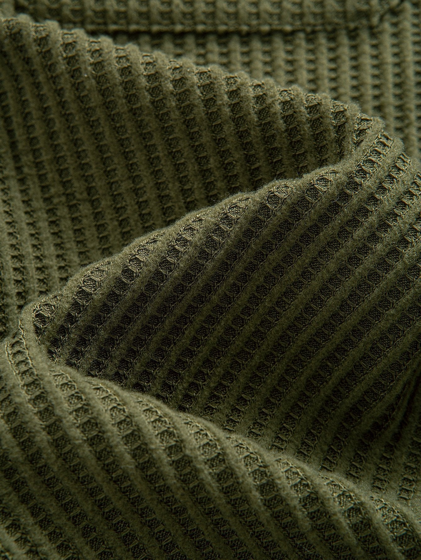 Button-Up Shirt with Double Pocket Waffle Design