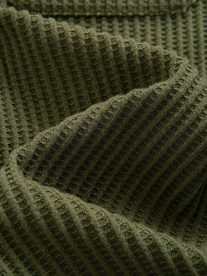 Button-Up Shirt with Double Pocket Waffle Design