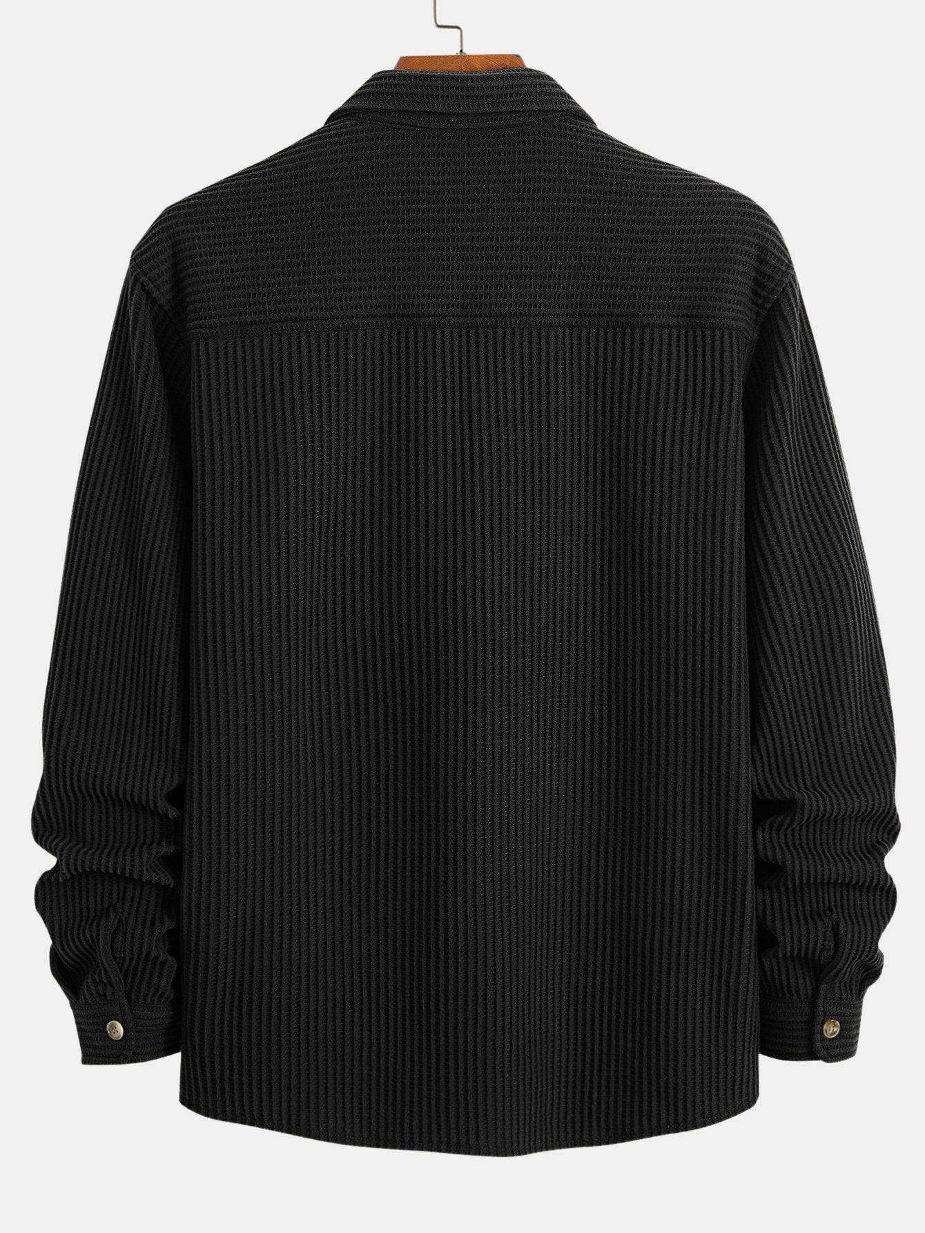 Button-Up Shirt with Double Pocket Waffle Design