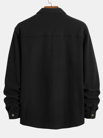 Button-Up Shirt with Double Pocket Waffle Design