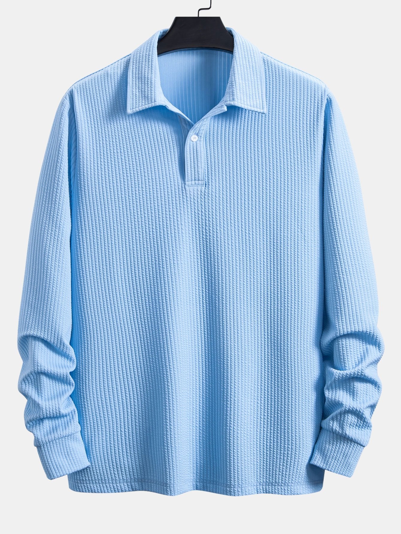 Ribbed Long Sleeve Polo Shirt