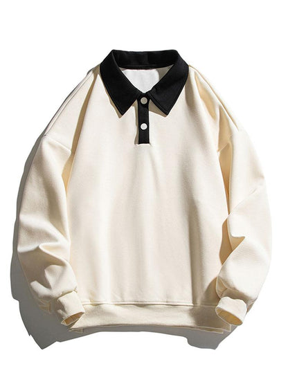 Relaxed Fit Colorblock Polo Sweatshirt