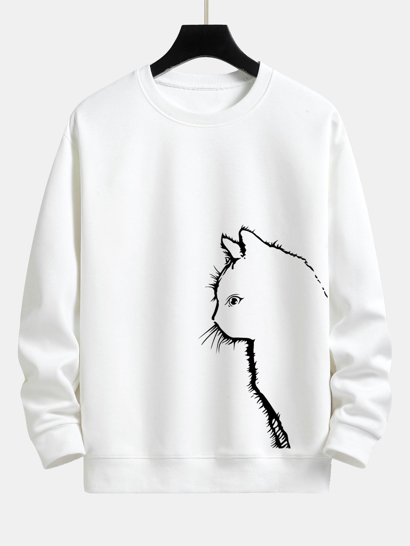 Relaxed Fit Sweatshirt with Cat Silhouette Design