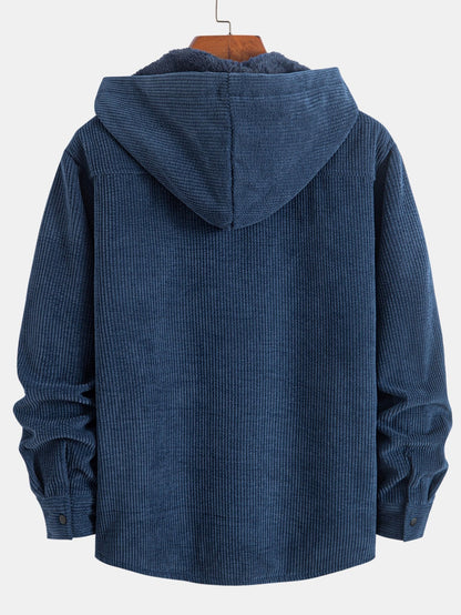 Fleece-Lined Hooded Corduroy Overshirt