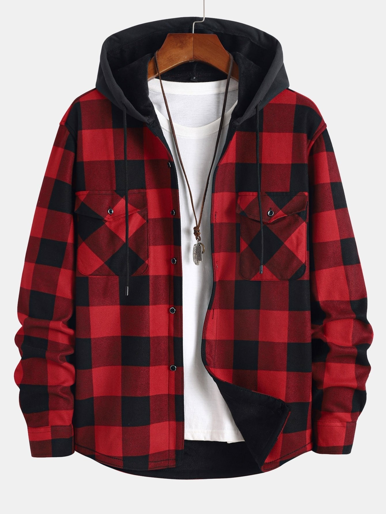 Fleece-Lined Hooded Flannel Shirt