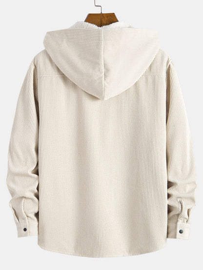 Fleece-Lined Hooded Corduroy Overshirt