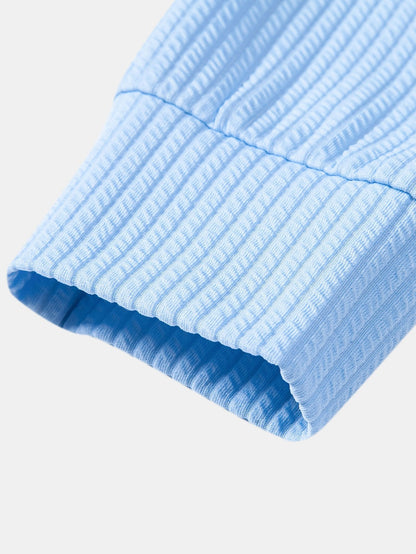 Ribbed Long Sleeve Polo Shirt