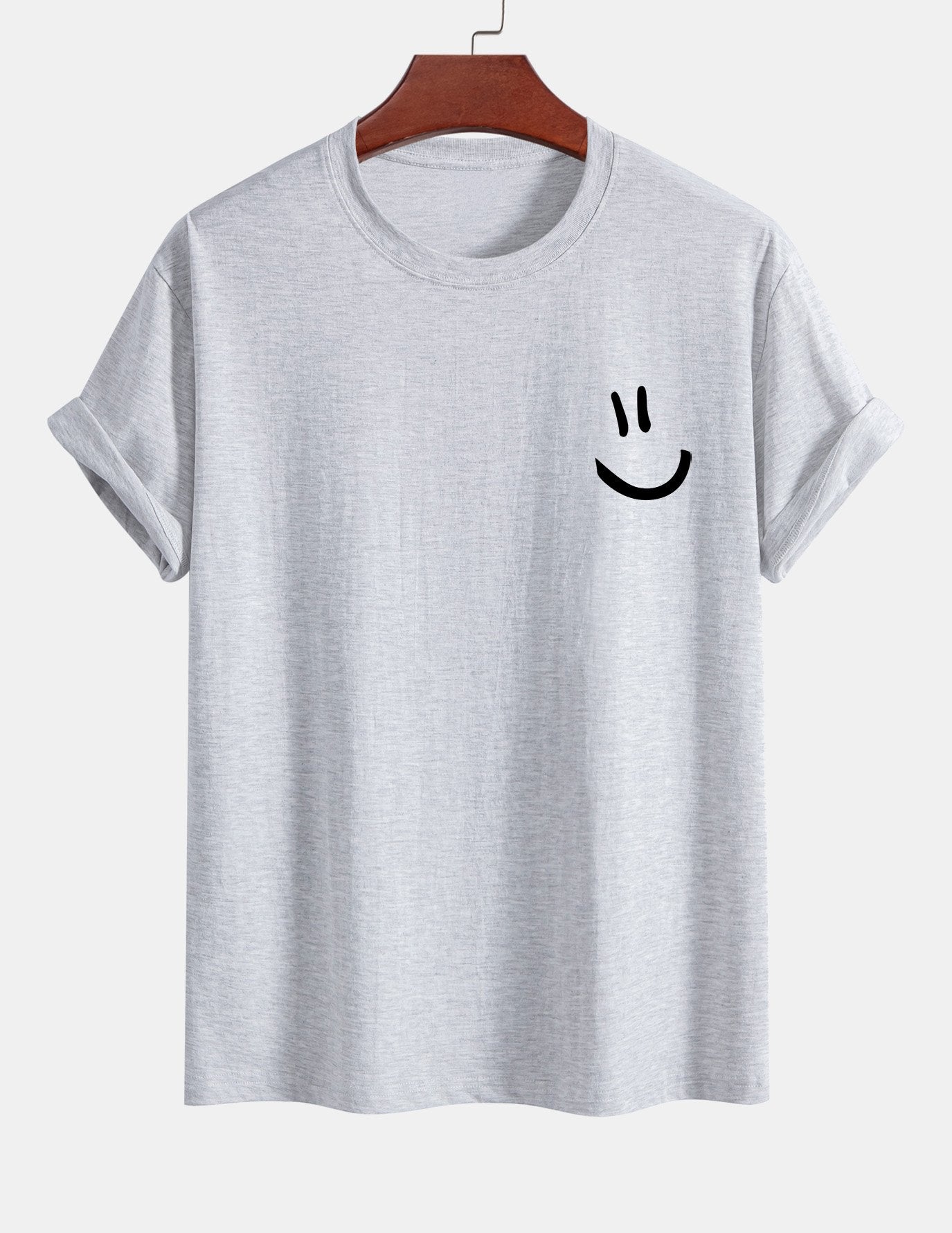 Classic Fit Cotton T-Shirt with Smiley Face Print