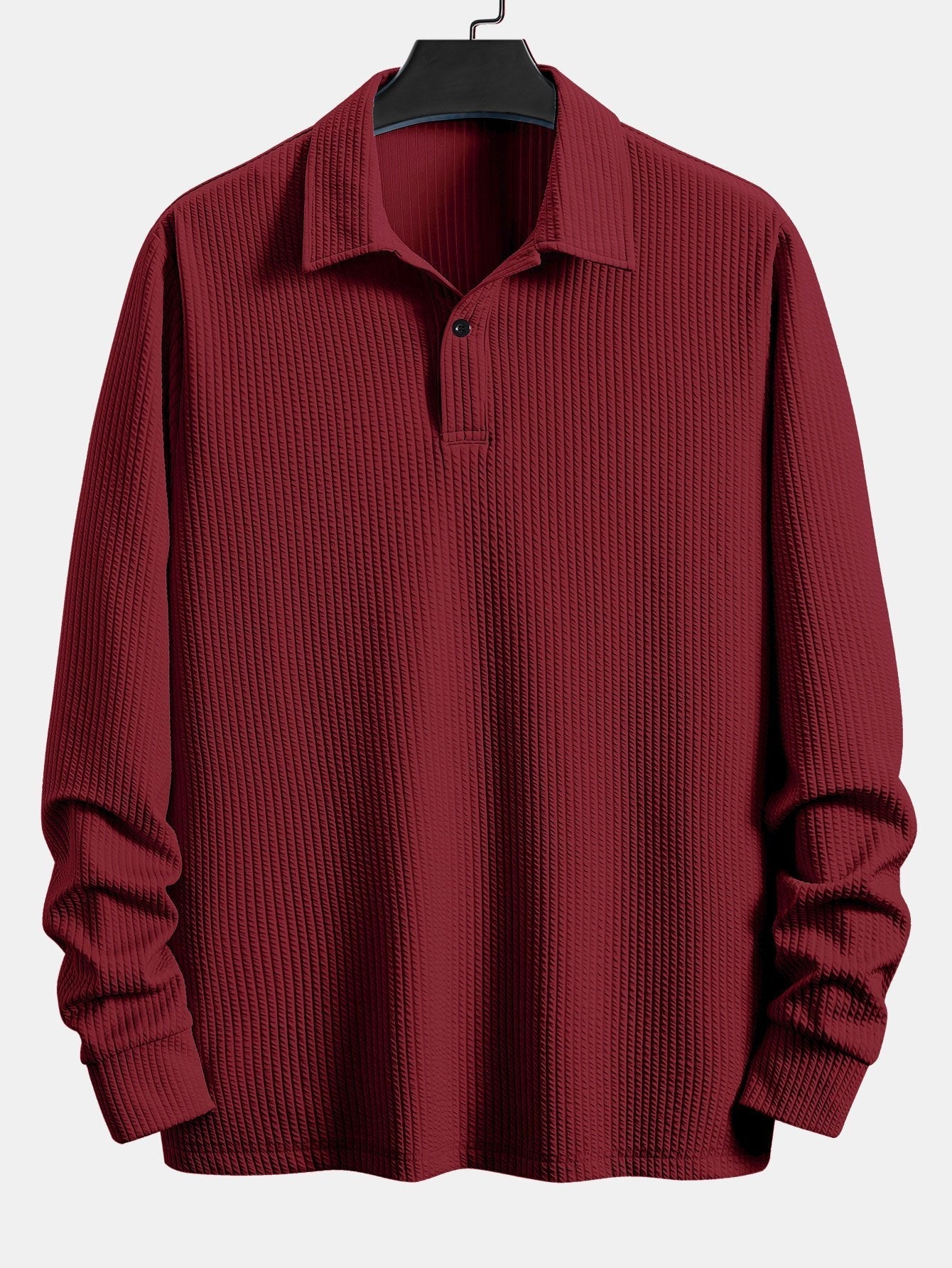 Ribbed Long Sleeve Polo Shirt