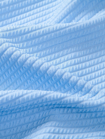 Ribbed Long Sleeve Polo Shirt