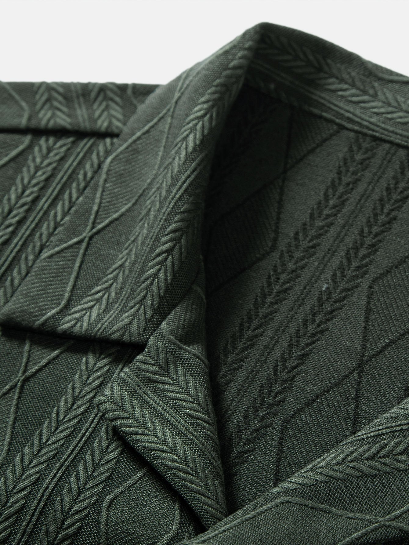 Geometric Rhombus Jacquard Knit Cuban Shirt