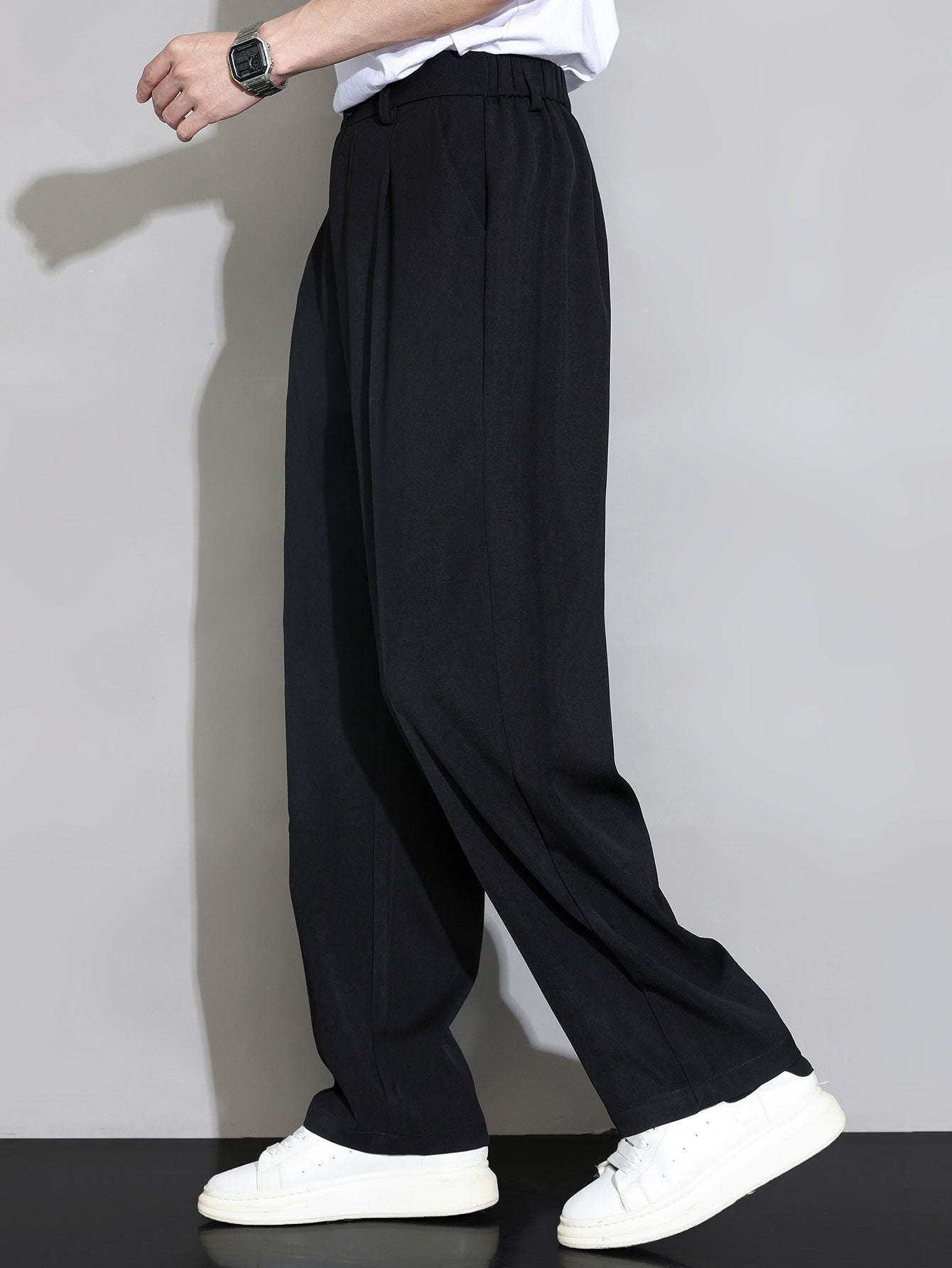 Comfortable Elastic Waist Straight-Leg Pants