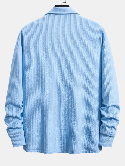 Ribbed Long Sleeve Polo Shirt
